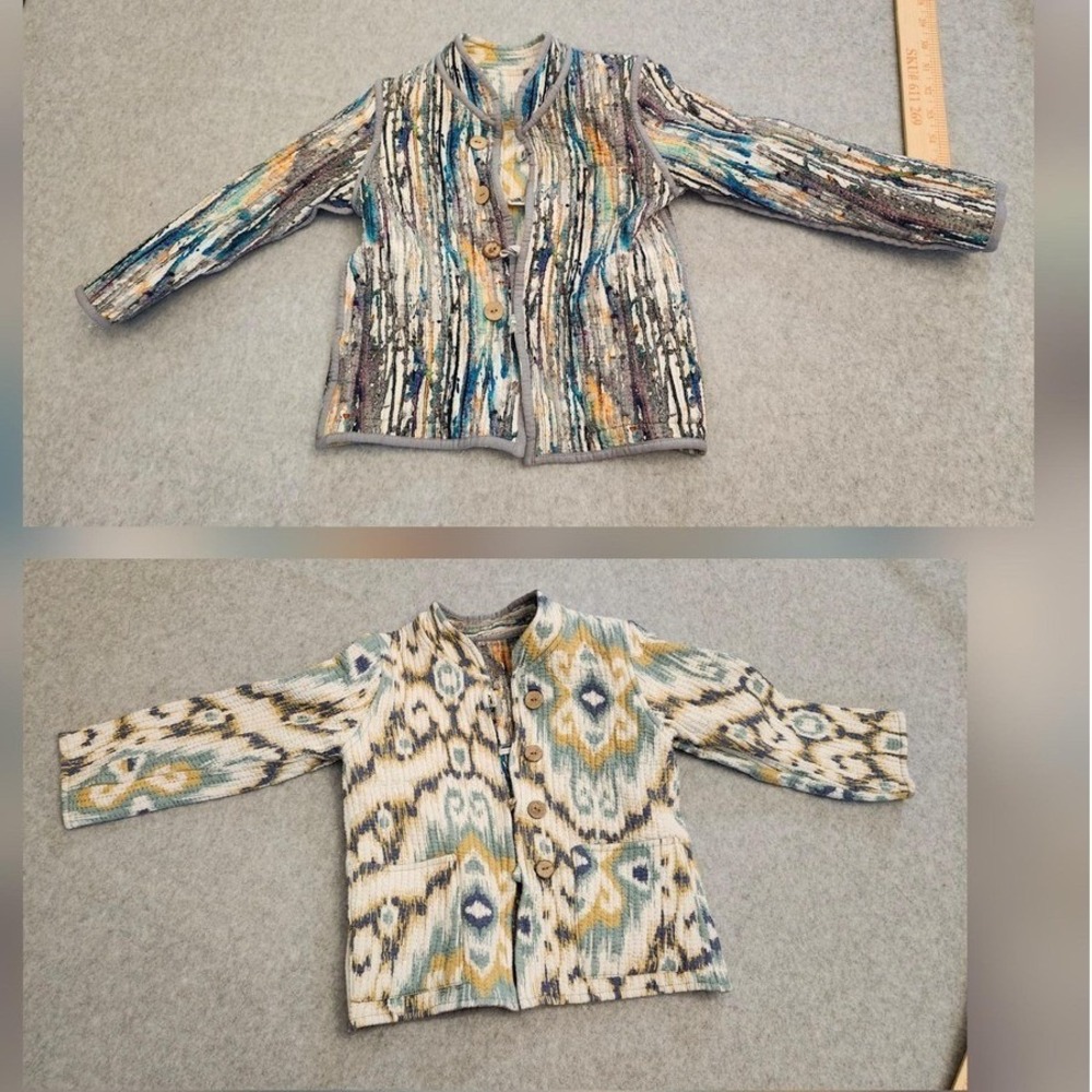 Reversible Quilted Jacket 12-18 Mth Kids Small Abstract Ikat Boho Button Pockets
